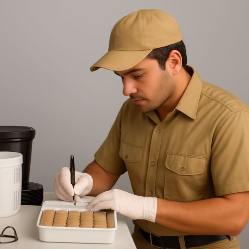 Profissional em atividade de laboratório lidando com amostras