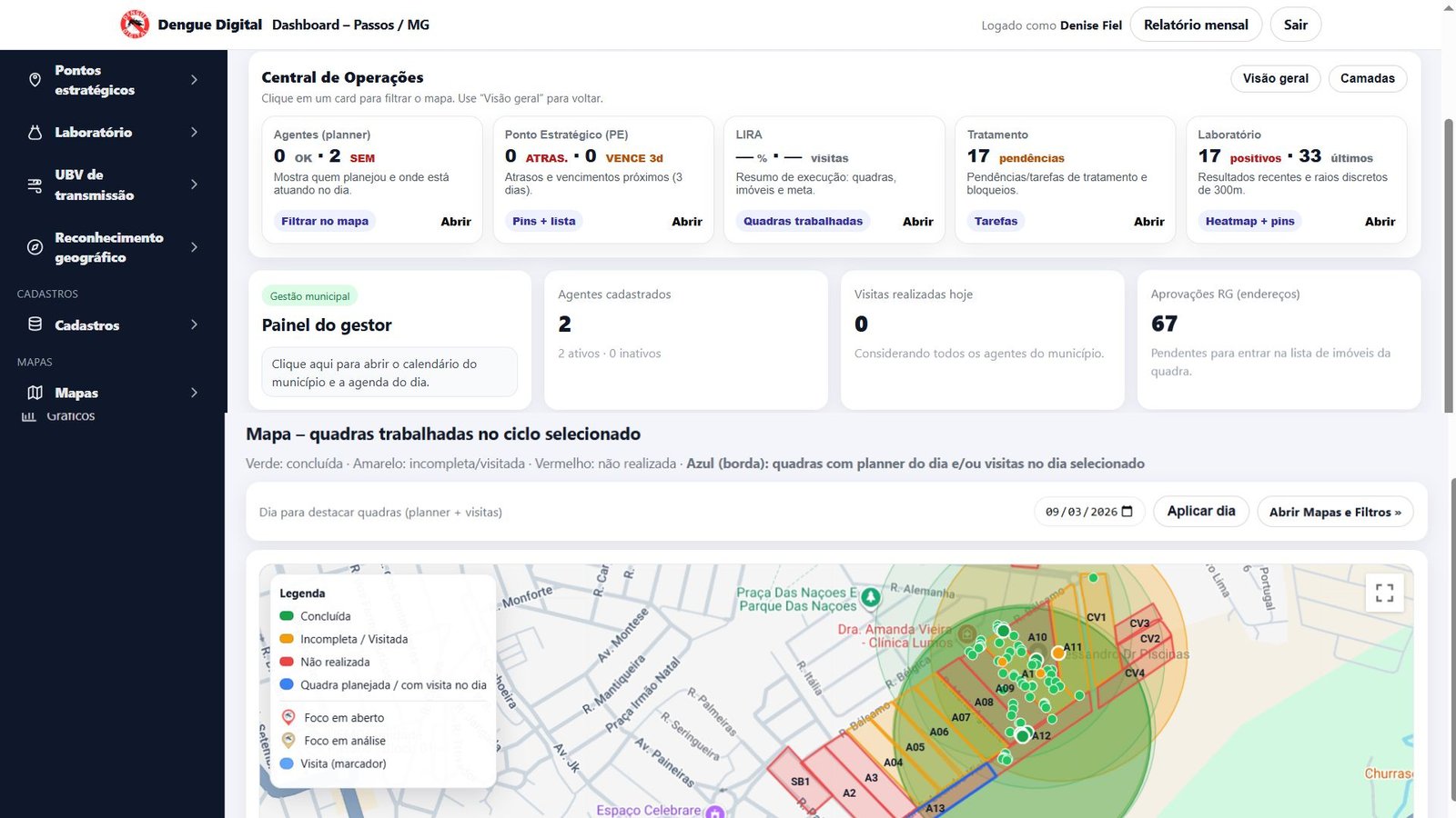 Montagem com telas mobile e desktop do sistema DengueDigital